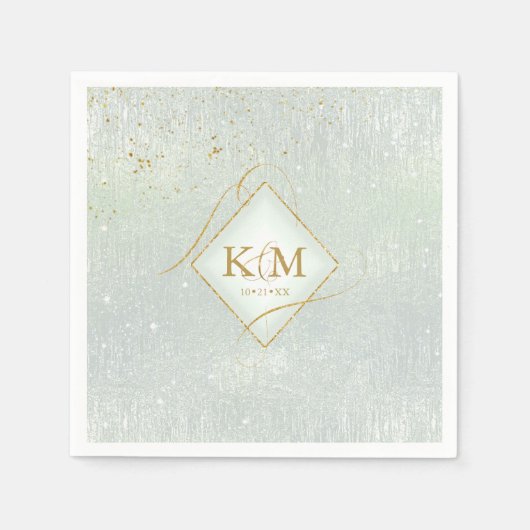 素晴らし線金ゴールド結婚抽象芸術V2 Sage ID867 スタンダードカクテルナプキン (正面)