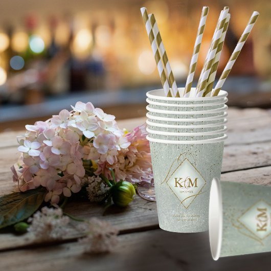 素晴らし線金ゴールド結婚抽象芸術V2 Sage ID867 紙コップ