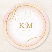 素晴らし線金ゴールド結婚抽象芸術V3赤面ID867 ラウンドペーパーコースター (正面)