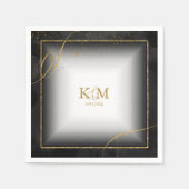 素晴らし線金ゴールド結婚抽象芸術V3 Black ID867 スタンダードカクテルナプキン (正面)