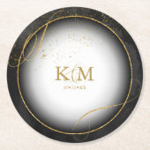 素晴らし線金ゴールド結婚抽象芸術V3 Black ID867 ラウンドペーパーコースター (正面)