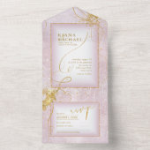 素晴らし線金ゴールド結婚抽象芸術V3 Mauve ID867 オールインワン招待状 (内側)