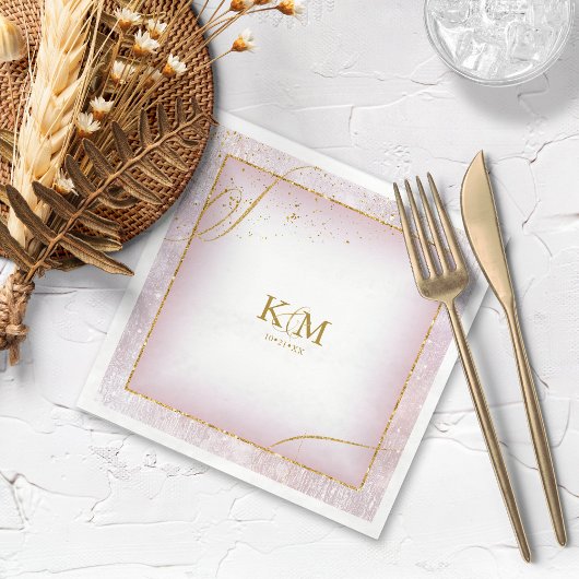 素晴らし線金ゴールド結婚抽象芸術V3 Mauve ID867 スタンダードカクテルナプキン