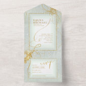 素晴らし線金ゴールド結婚抽象芸術V3 Sage ID867 オールインワン招待状 (内側)