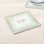 素晴らし線金ゴールド結婚抽象芸術V3 Sage ID867 スクエアペーパーコースター (アングル)