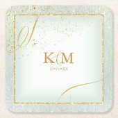 素晴らし線金ゴールド結婚抽象芸術V3 Sage ID867 スクエアペーパーコースター (正面)