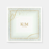 素晴らし線金ゴールド結婚抽象芸術V3 Sage ID867 スタンダードカクテルナプキン (正面)