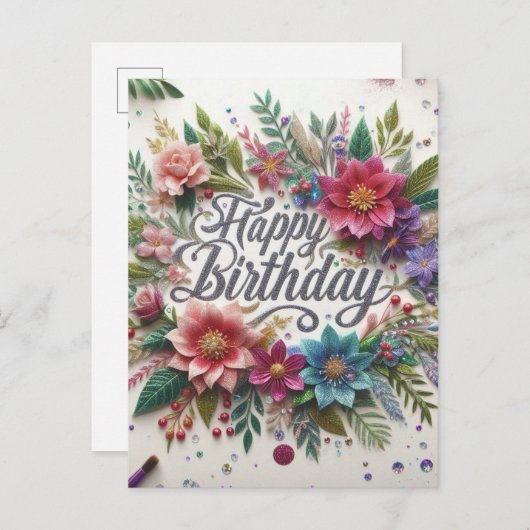 素晴らし美しいフローラ誕生日はがき ポストカード (正面/裏面)