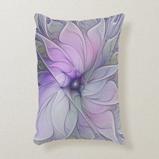 素晴らし美しいモダン抽象芸術フラクタルアートフラワー アクセントクッション (正面(垂直))