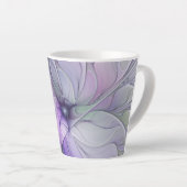 素晴らし美しいモダン抽象芸術フラクタルアートフラワー カフェラテマグ (右アングル)