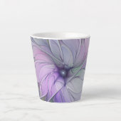 素晴らし美しいモダン抽象芸術フラクタルアートフラワー カフェラテマグ (正面)