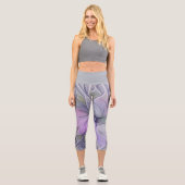 素晴らし美しいモダン抽象芸術フラクタルアートフラワー カプリレギンス (正面)