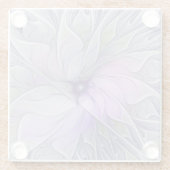 素晴らし美しいモダン抽象芸術フラクタルアートフラワー ガラスコースター (裏面)