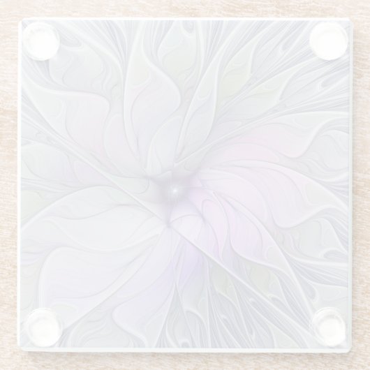 素晴らし美しいモダン抽象芸術フラクタルアートフラワー ガラスコースター (裏面)