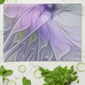 素晴らし美しいモダン抽象芸術フラクタルアートフラワー キッチンタオル (折り畳み)