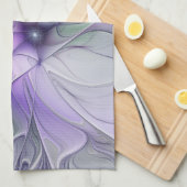 素晴らし美しいモダン抽象芸術フラクタルアートフラワー キッチンタオル (四つ折り)