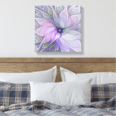 素晴らし美しいモダン抽象芸術フラクタルアートフラワー キャンバスプリント (インサイチュ (寝室))