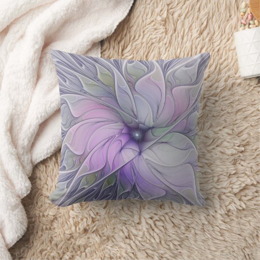 素晴らし美しいモダン抽象芸術フラクタルアートフラワー クッション (ブランケット)