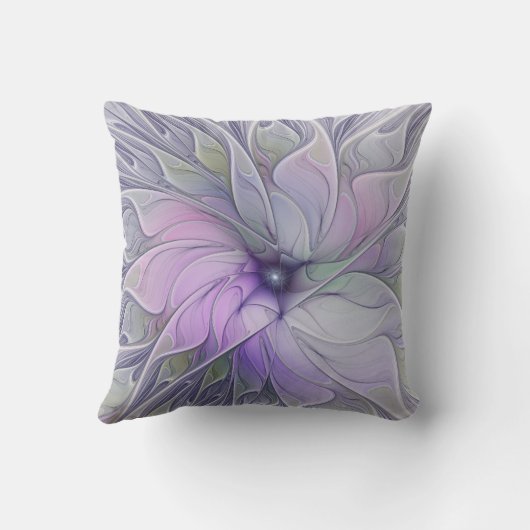 素晴らし美しいモダン抽象芸術フラクタルアートフラワー クッション (裏面)