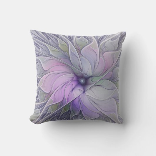 素晴らし美しいモダン抽象芸術フラクタルアートフラワー クッション (正面)
