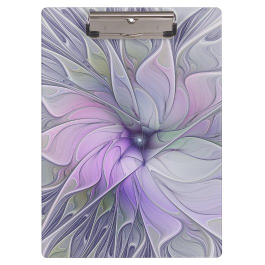 素晴らし美しいモダン抽象芸術フラクタルアートフラワー クリップボード (正面)