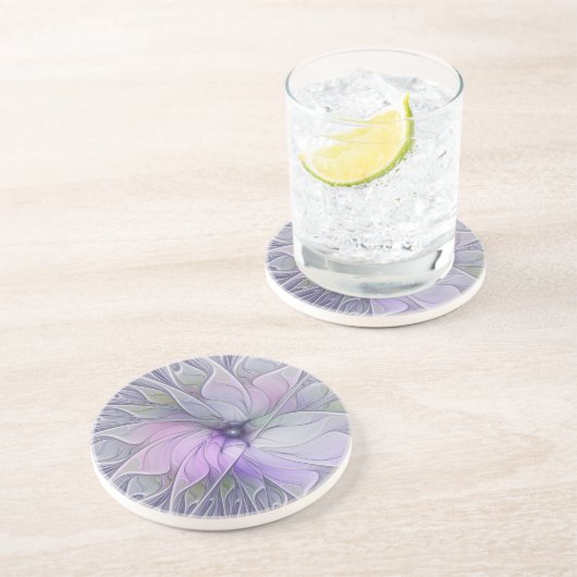 素晴らし美しいモダン抽象芸術フラクタルアートフラワー コースター (側面)