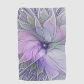 素晴らし美しいモダン抽象芸術フラクタルアートフラワー ゴルフタオル (正面)