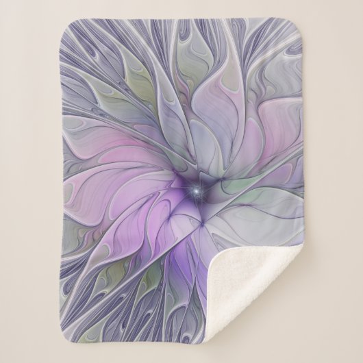 素晴らし美しいモダン抽象芸術フラクタルアートフラワー シェルパブランケット (正面)