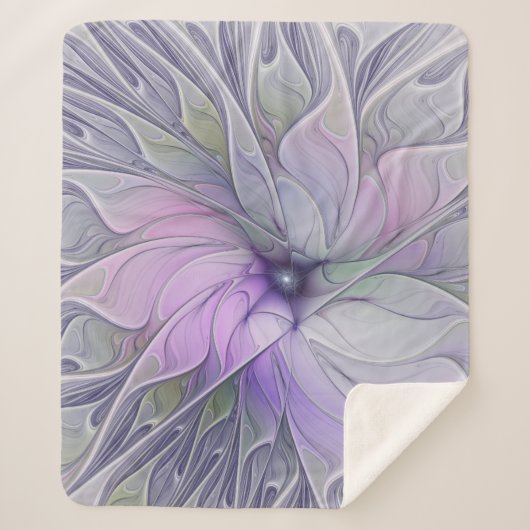 素晴らし美しいモダン抽象芸術フラクタルアートフラワー シェルパブランケット (正面)