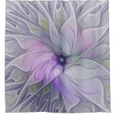 素晴らし美しいモダン抽象芸術フラクタルアートフラワー シャワーカーテン (正面)