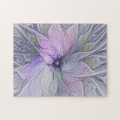 素晴らし美しいモダン抽象芸術フラクタルアートフラワー ジグソーパズル (横)