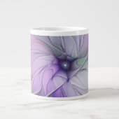 素晴らし美しいモダン抽象芸術フラクタルアートフラワー ジャンボコーヒーマグカップ (正面)
