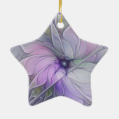 素晴らし美しいモダン抽象芸術フラクタルアートフラワー セラミックオーナメント (裏面)