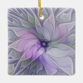 素晴らし美しいモダン抽象芸術フラクタルアートフラワー セラミックオーナメント (正面)