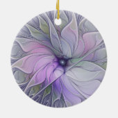 素晴らし美しいモダン抽象芸術フラクタルアートフラワー セラミックオーナメント (裏面)