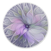 素晴らし美しいモダン抽象芸術フラクタルアートフラワー セラミックノブ (正面)