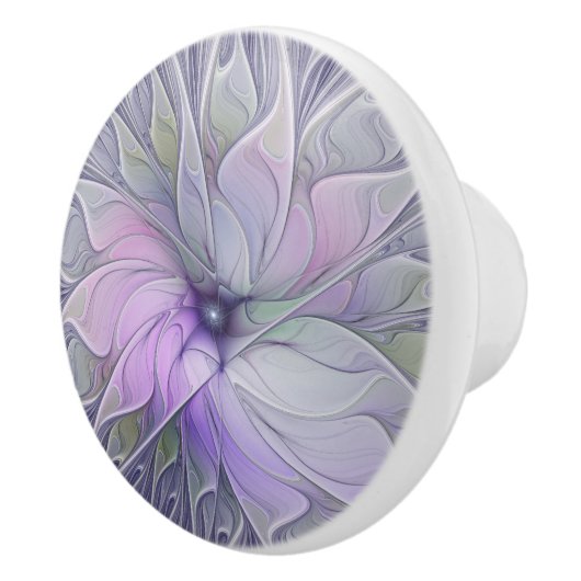 素晴らし美しいモダン抽象芸術フラクタルアートフラワー セラミックノブ (右)