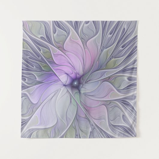 素晴らし美しいモダン抽象芸術フラクタルアートフラワー タペストリー (正面(横))