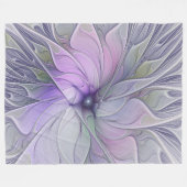 素晴らし美しいモダン抽象芸術フラクタルアートフラワー フリースブランケット (正面(横))