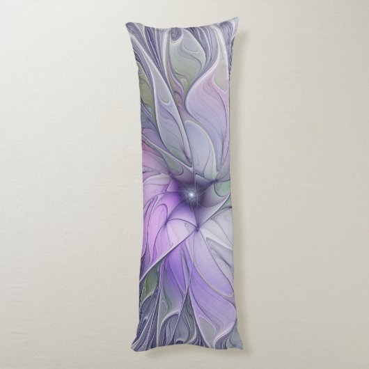 素晴らし美しいモダン抽象芸術フラクタルアートフラワー ボディピロー (裏面 (縦))