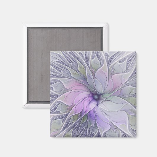 素晴らし美しいモダン抽象芸術フラクタルアートフラワー マグネット (正面/裏面)