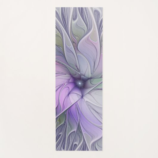 素晴らし美しいモダン抽象芸術フラクタルアートフラワー ヨガマット (正面)