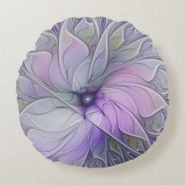 素晴らし美しいモダン抽象芸術フラクタルアートフラワー ラウンドクッション