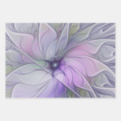 素晴らし美しいモダン抽象芸術フラクタルアートフラワー ラッピングペーパーシート (正面)