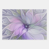 素晴らし美しいモダン抽象芸術フラクタルアートフラワー ラッピングペーパーシート (正面)