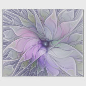 素晴らし美しいモダン抽象芸術フラクタルアートフラワー ラッピングペーパー (フラット)