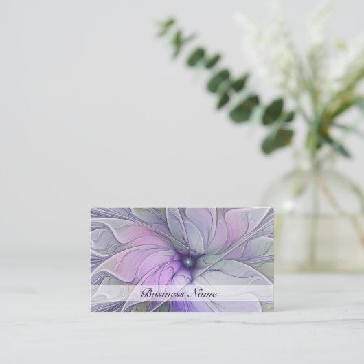 素晴らし美しいモダン抽象芸術フラクタルアートフラワー 名刺 (スタンド正面)