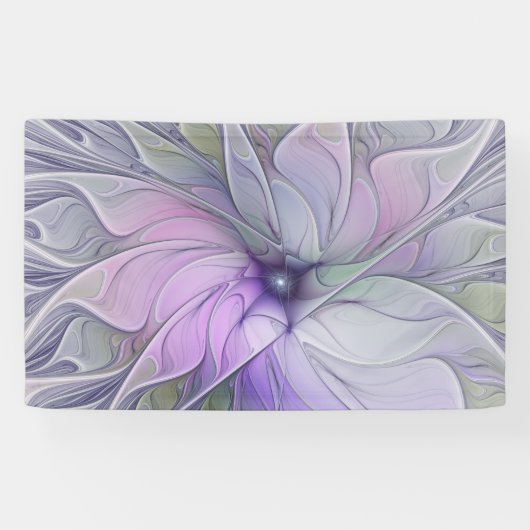 素晴らし美しいモダン抽象芸術フラクタルアートフラワー 横断幕 (横)