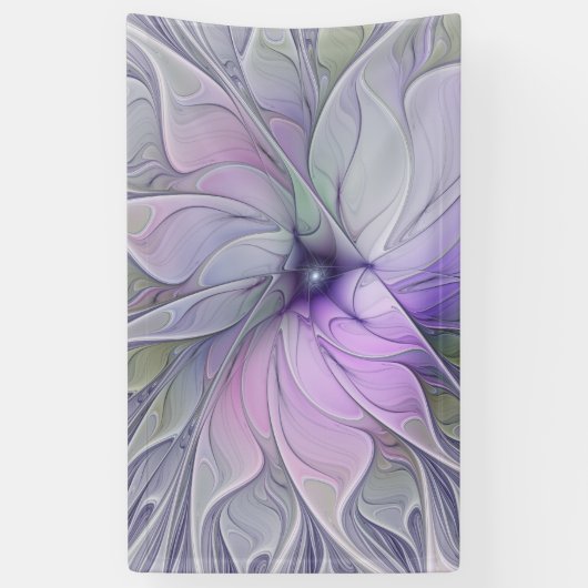 素晴らし美しいモダン抽象芸術フラクタルアートフラワー 横断幕 (縦)