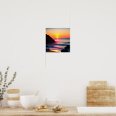 素晴らし色鮮やかサンセットデジタルプリント ポスター (キッチン)
